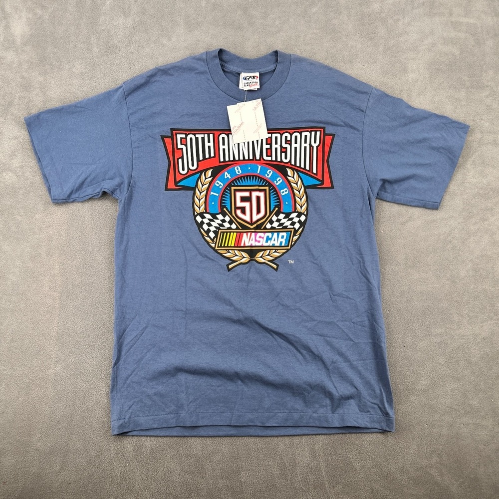 VTG 90s‎ Checkered Flag Sports NASCAR 50th Anniversary T-Shirt Sz XL DEADSTOCK